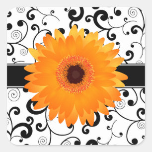 Margarita anaranjada del Gerbera con el sello
