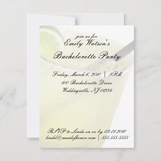 Margarita Bachelorette invitaciones (Anverso)
