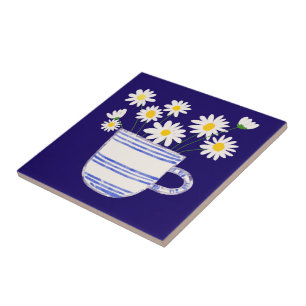 Margarita en Florero de Cerámica Azulejo de Cerámi