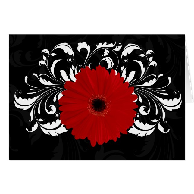 Margarita roja brillante del Gerbera en negro (Anverso (Horizontal))