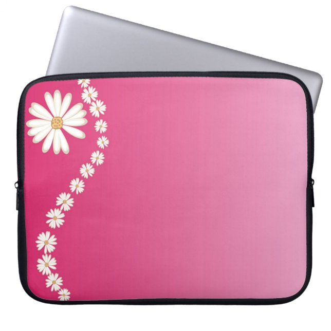 Margaritas en funda para computadora portátil rosa (Frente)