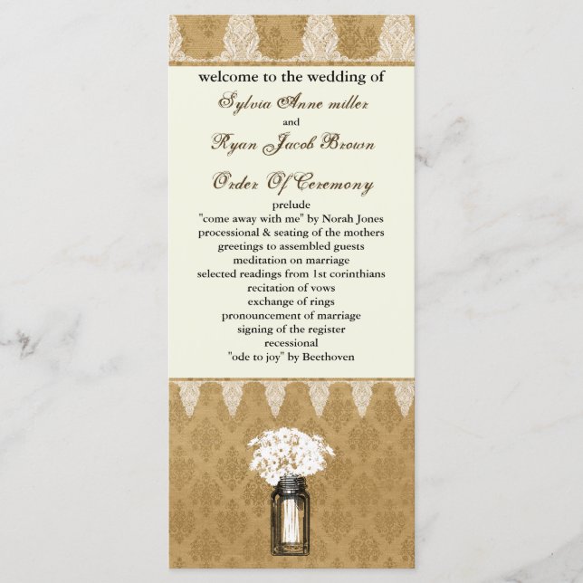 margaritas en tarro de albañil, programa de bodas  (Anverso)