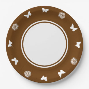 Margaritas y Mariposas en Plato de Papel de Chocol