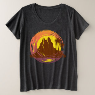 Margen con el paisaje volcánico tropical y palmera