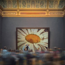 Marguerite Daisy con insectos alados arte floral