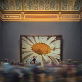 Marguerite Daisy con insectos alados arte floral