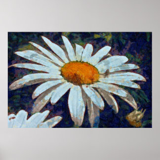 Marguerite Daisy con insectos alados arte floral
