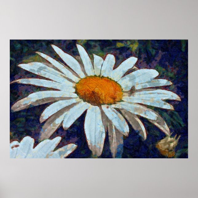 Marguerite Daisy con insectos alados arte floral (Frente)
