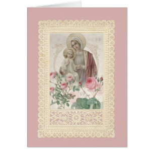 María Católica Jesús Religioso Floral Lace