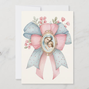 María Católica y Jesús Floral Azul Rosa