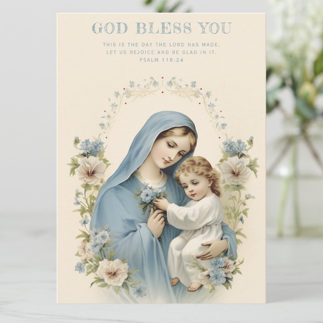 María Católica y la Escritura Floral Jesús (A sweet card for just about any occasion! Easy to personalize! )