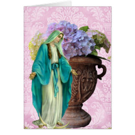 María con flores en fondo rosado todas las ocasion