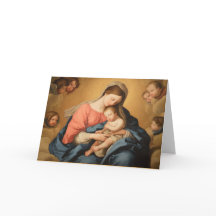 María con la tarjeta del día de la madre de Jesús