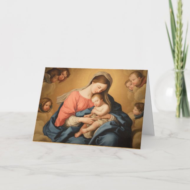 María con la tarjeta del día de la madre de Jesús (Anverso)