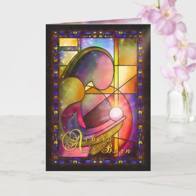 María y Jesús Bebé NACEN Tarjeta (Orquídea)