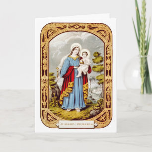 María y Jesús, una carta vintage de Navidad
