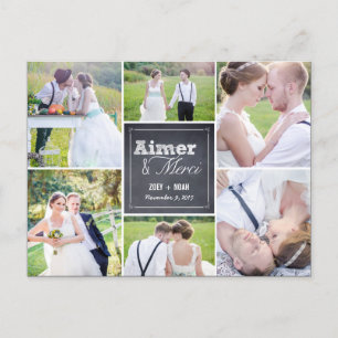 Mariage de collage craie merci cartes postales