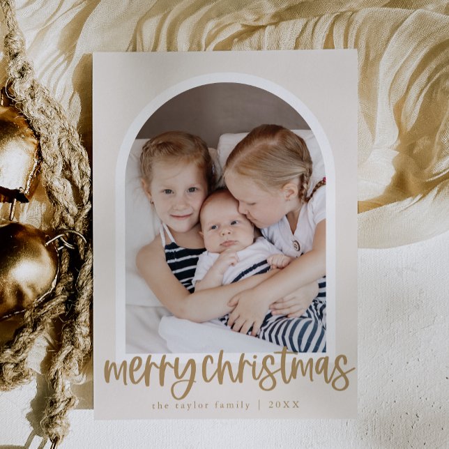 MARIAH Gold Arch Family Foto Feliz Navidad (MARIAH Gold Arch Family Photo Merry Christmas Holiday Card)