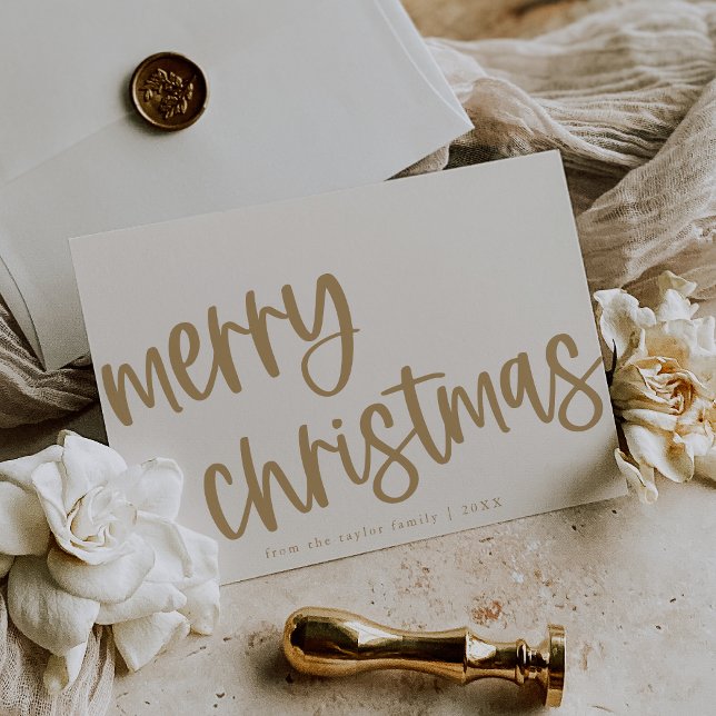 MARIAH Gold Cute Trendy Family Feliz Navidad (MARIAH Gold Cute Trendy Family Merry Christmas Holiday Card)