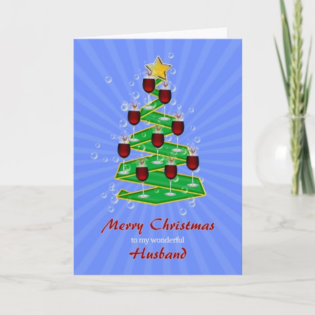 Marido, árbol de Navidad con vino (Anverso)