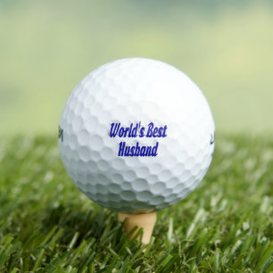Marido con bolas de golf de texto azul