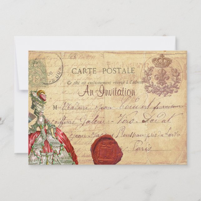 Marie Antoinette Carte Postale Invitación Parisien (Anverso)