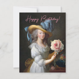 Marie Antoinette con un peón rosa Feliz cumpleaños