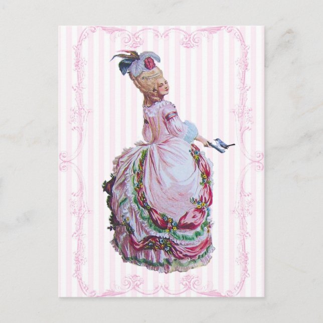 Marie Antoinette En Postales De Invitación Rosa (Anverso)