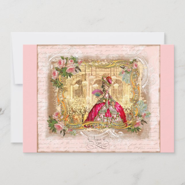 Marie Antoinette en Versalles Party Invitaciones (Anverso)
