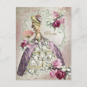 Marie Antoinette, París, rosas morados, postal