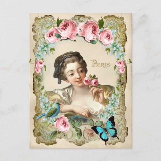 Marie Antoinette Rococo Rosa Chica postal (Anverso)