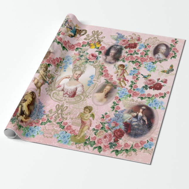 Marie Antoinette Rosa de Papel de Envoltura de Ver (Desenrollado)