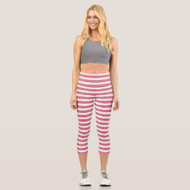 Marie Antoinette Stripe Rosa Capri Leggings