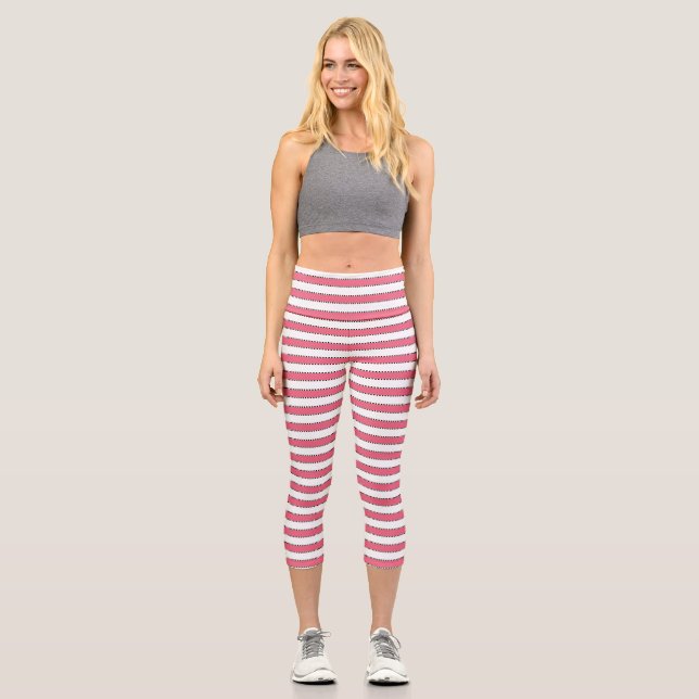 Marie Antoinette Stripe Rosa Capri Leggings (Anverso)