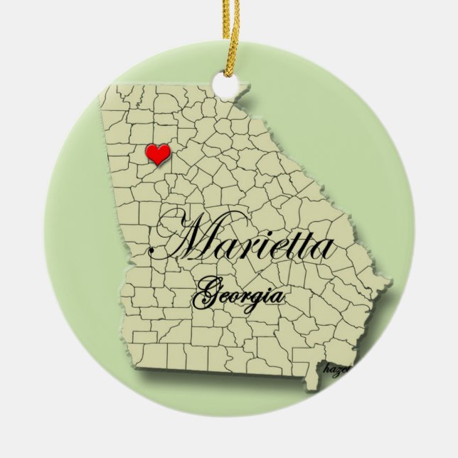 Marietta, Georgia. Mapa, ornamentos del navidad (Frente)