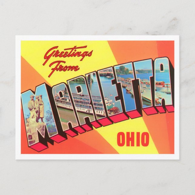 Marietta, postal de las grandes letras de Ohio (Anverso)