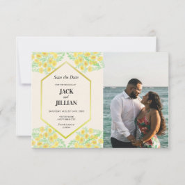 Marigold Flowers Frame Wedding Guardar la tarjeta 