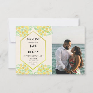 Marigold Flowers Frame Wedding Guardar la tarjeta