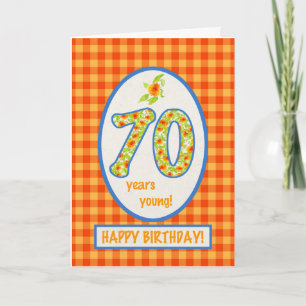 Marigolds y Check Gingham: Tarjeta de cumpleaños n