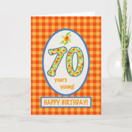 Marigolds y Check Gingham: Tarjeta de cumpleaños n