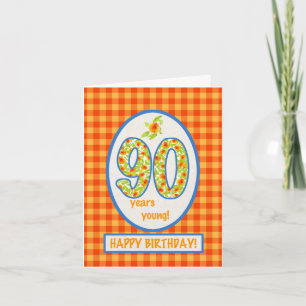 Marigolds y Check Gingham: Tarjeta de cumpleaños n