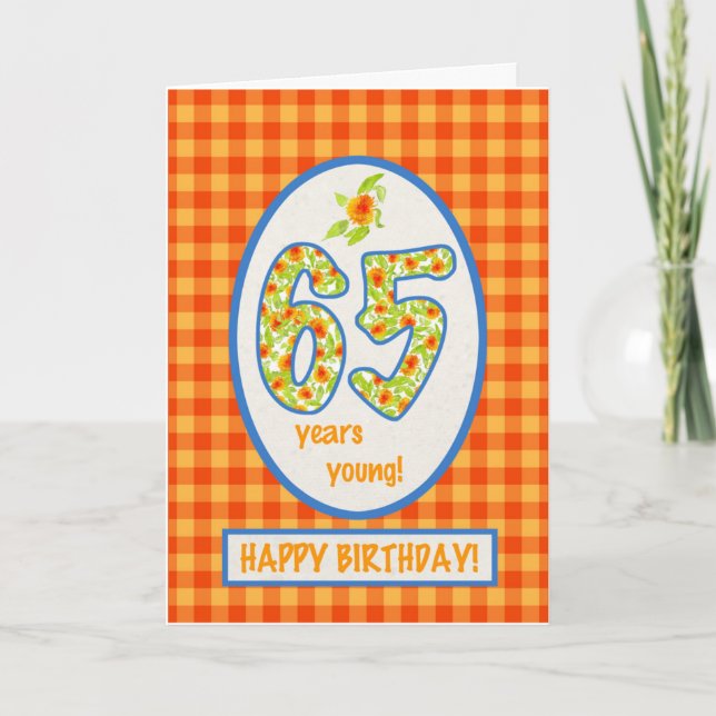 Marigolds y Check Gingham: Tarjeta de cumpleaños n (Anverso)