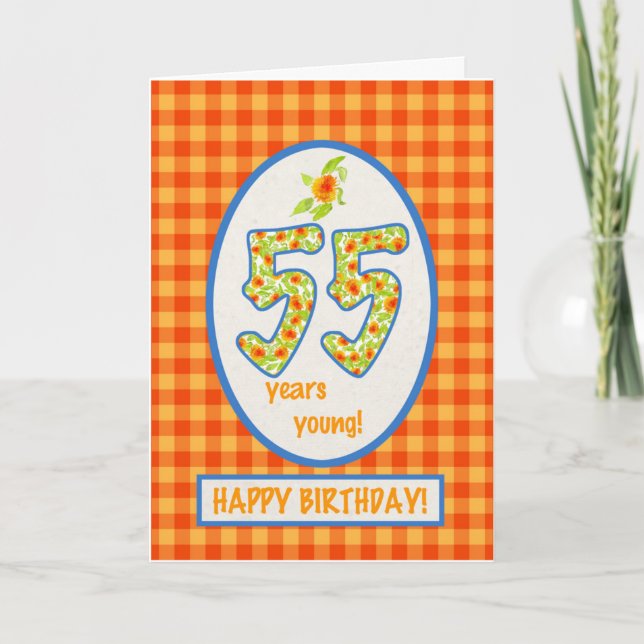 Marigolds y Check Gingham: Tarjeta de cumpleaños n (Anverso)