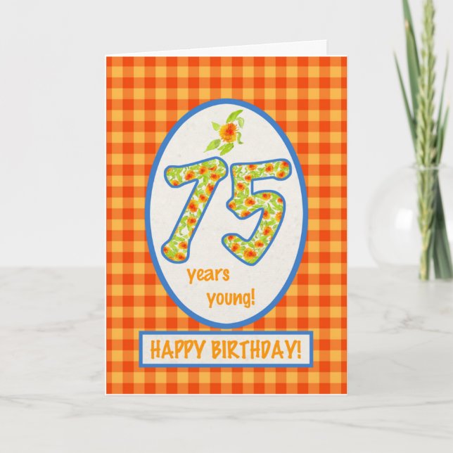 Marigolds y Check Gingham: Tarjeta de cumpleaños n (Anverso)