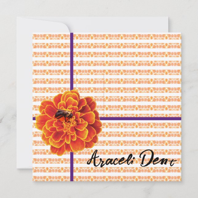 Marigolds y tarjeta de felicitación para abejas (Anverso)