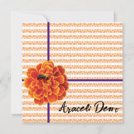 Marigolds y tarjeta de felicitación para abejas