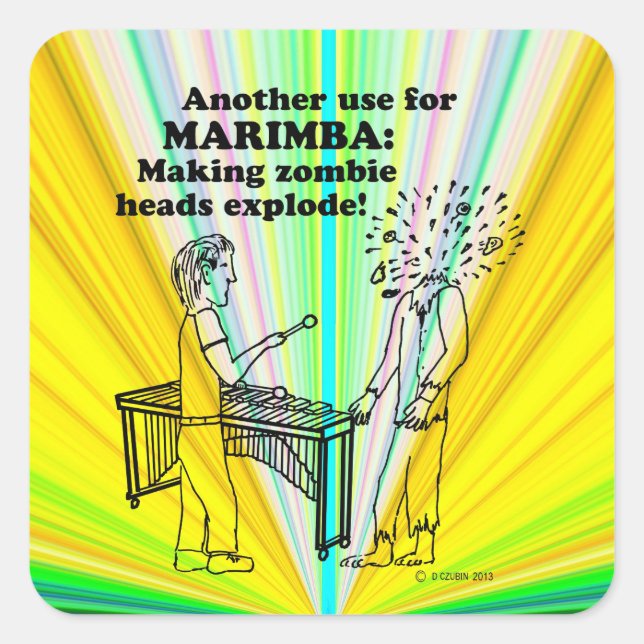 Marimba Zombie Explode Square Pegatina (Anverso)