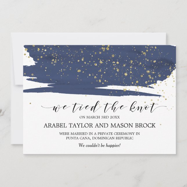 Marina acuarela y Invitación de Elopement Gold (Anverso)