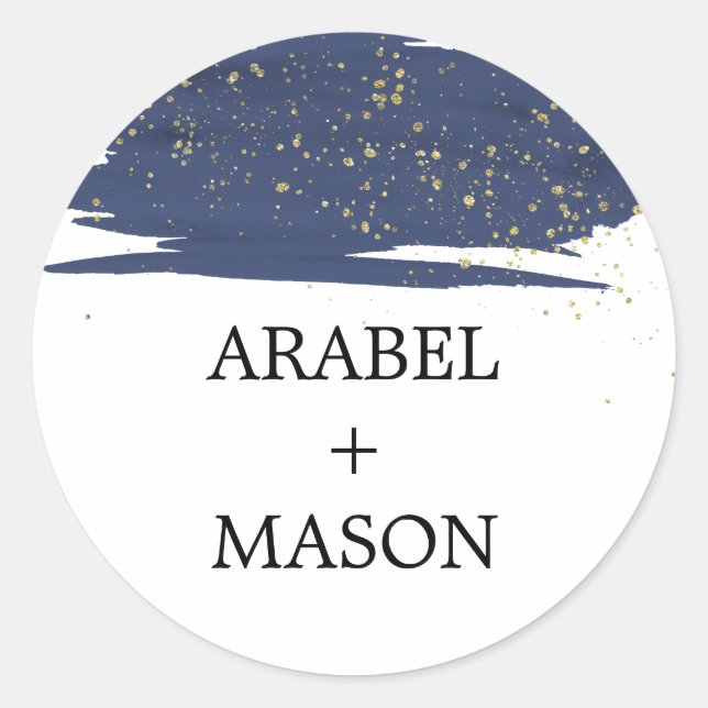 Marina acuarela y Sello para sobres Boda dorado (Anverso)