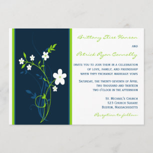 Marina de guerra, cal, invitación floral blanca de